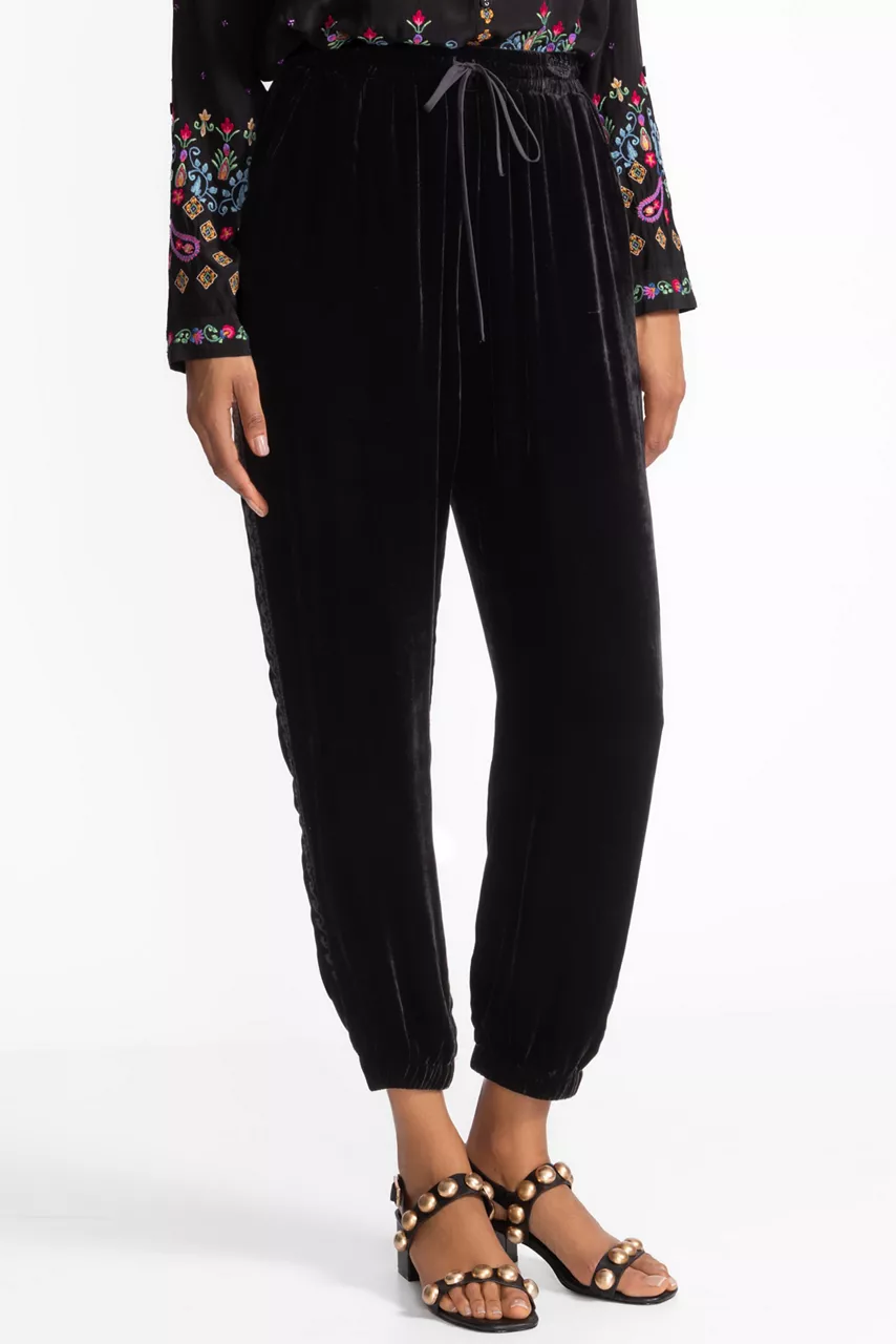 Johnny Was VELVET JOGGER Black