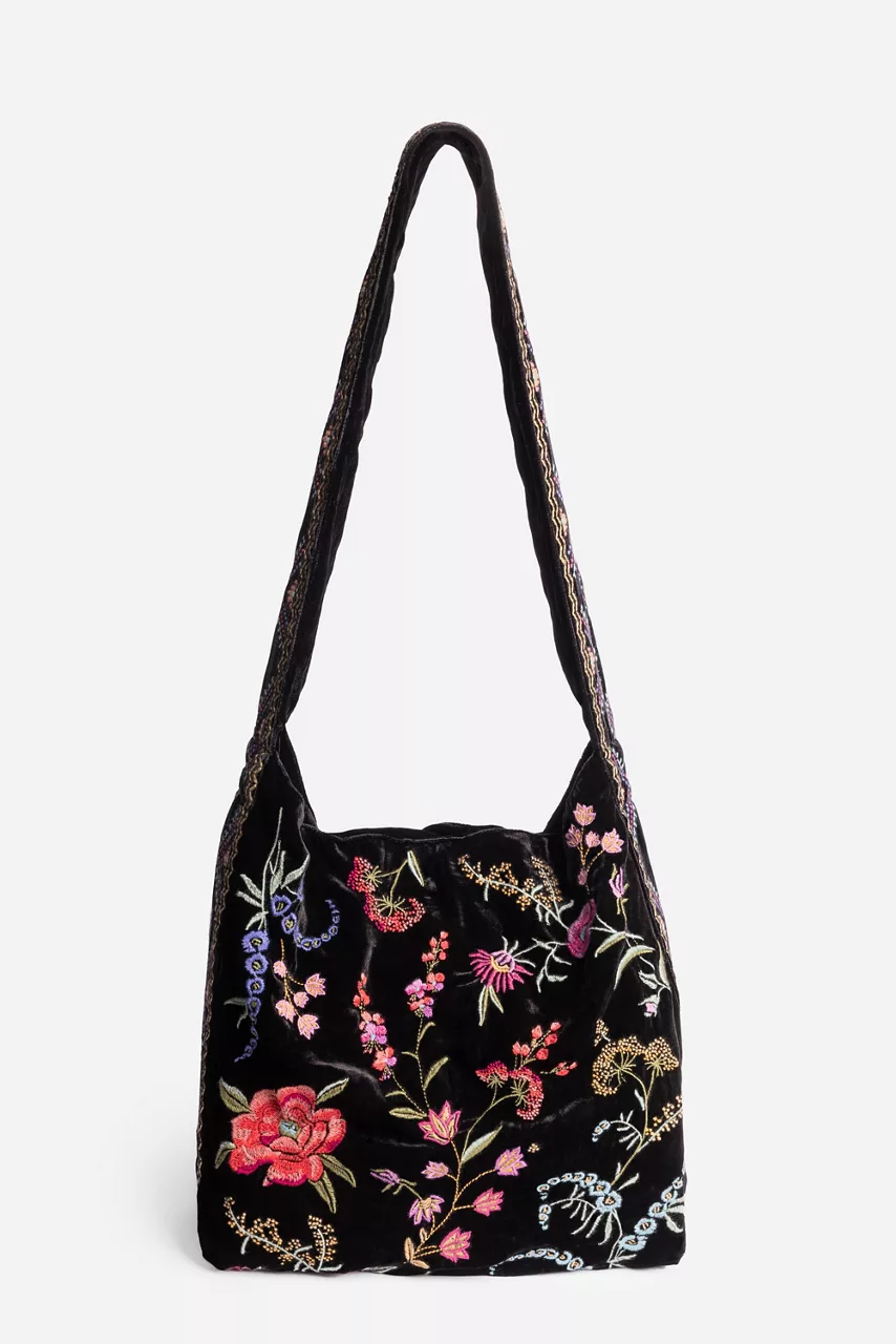 johnny was VELVET WIDE STRAP TOTE BAG Black