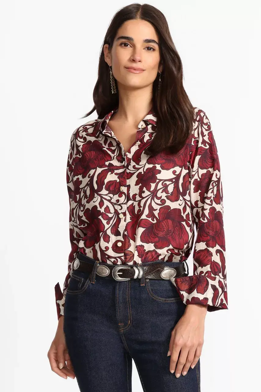 johnny was VINTAGE BUTTON DOWN SHIRT Camilla Red