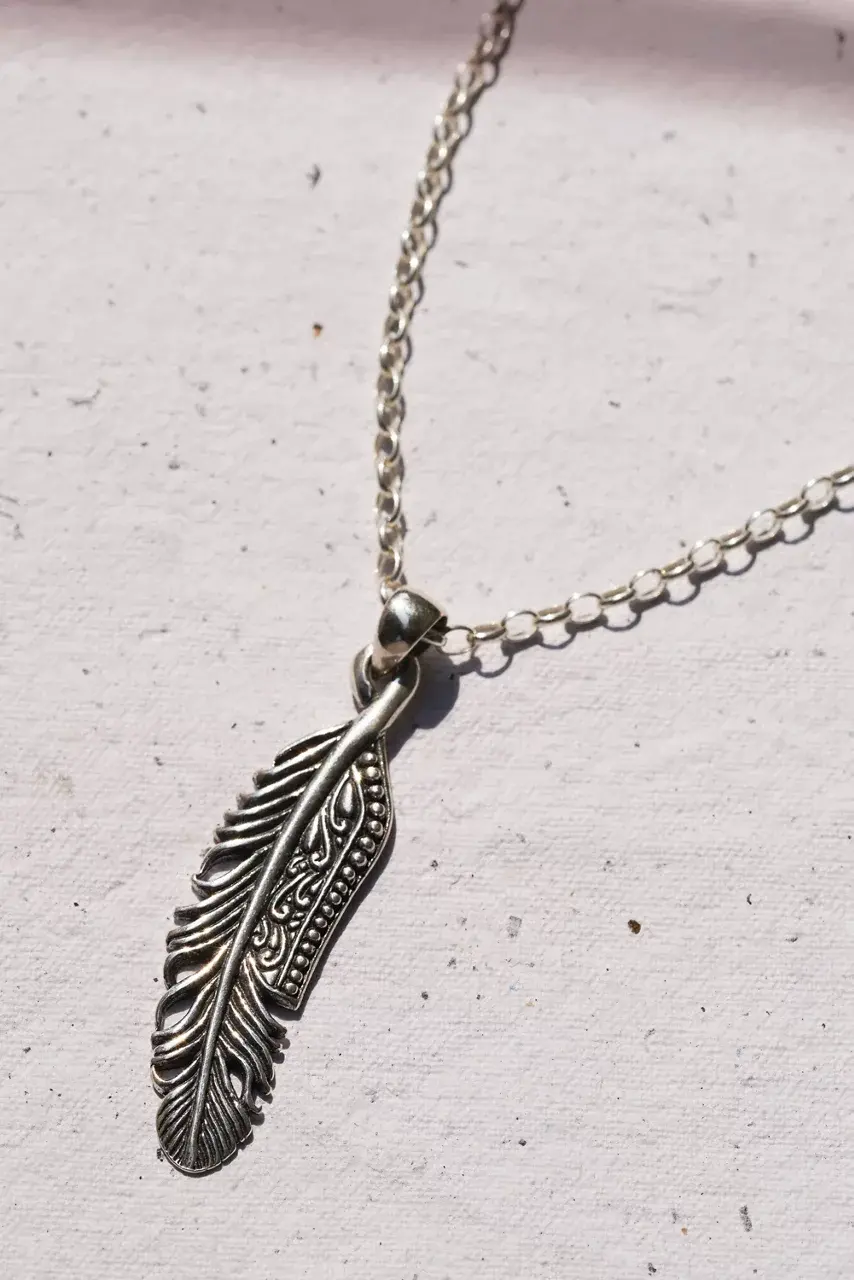 Johnny Was VIRTUOUS FEATHER NECKLACE Silver