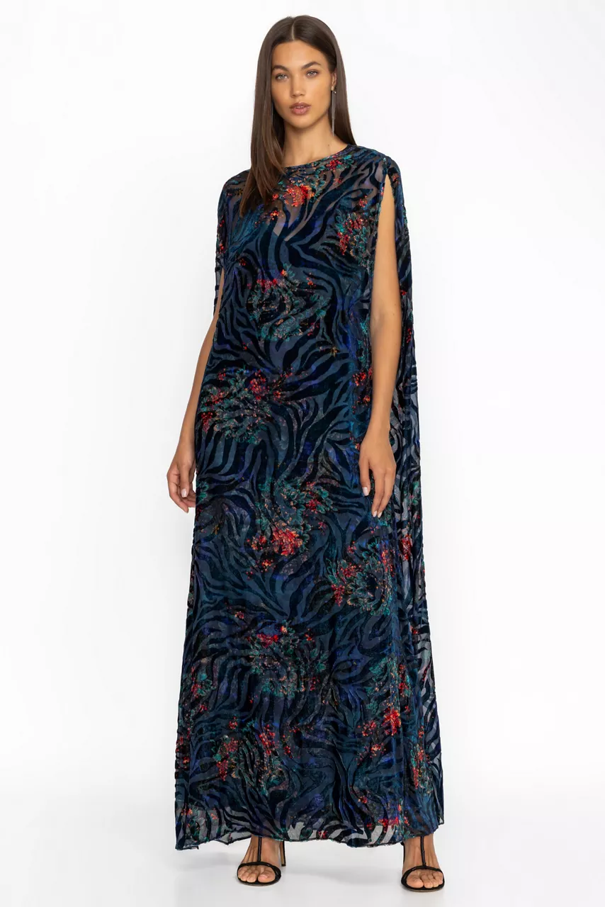 johnny was VIVA BURNOUT DRESS Biscay Bouquet