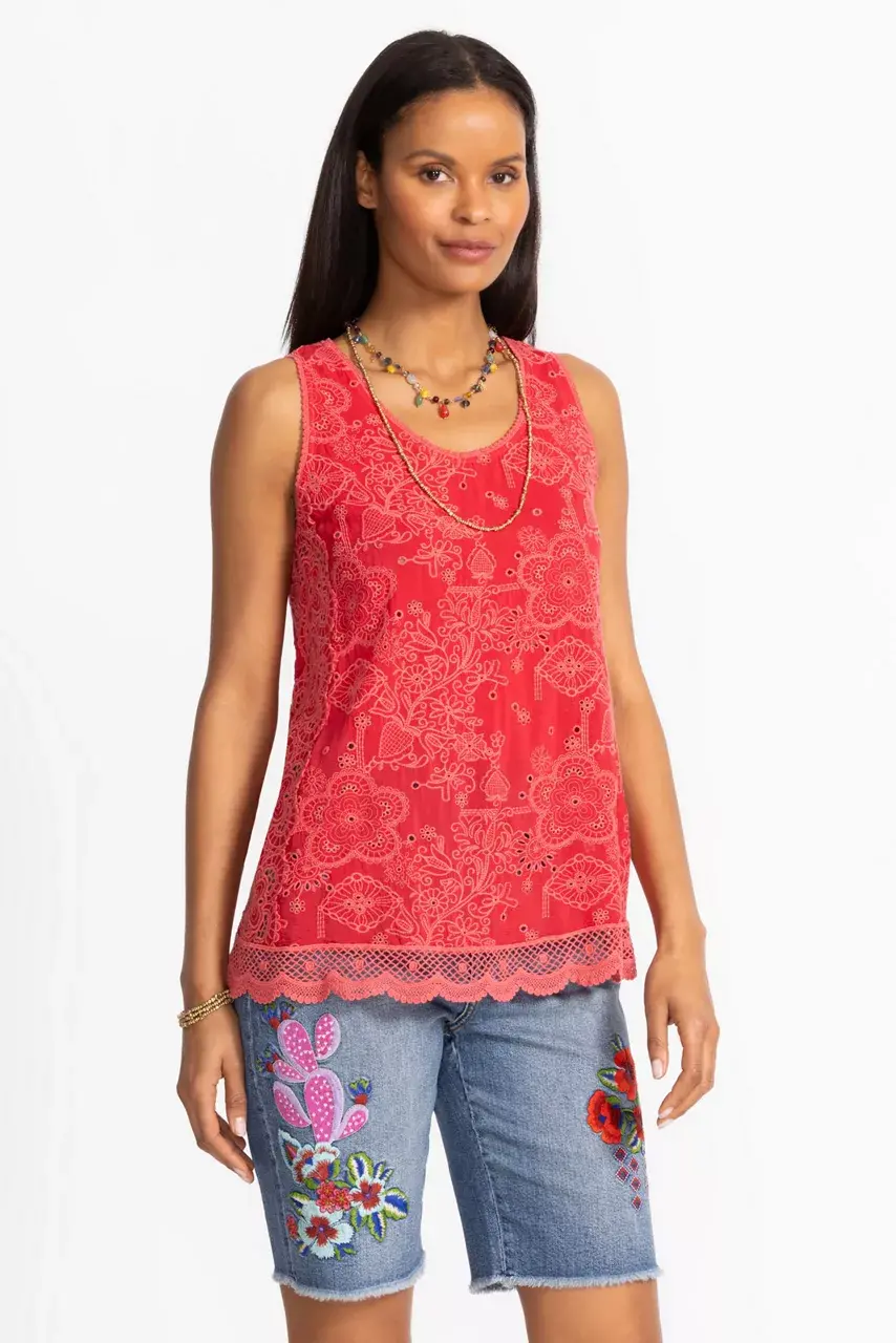 Johnny Was WAYNE TANK Racing Red