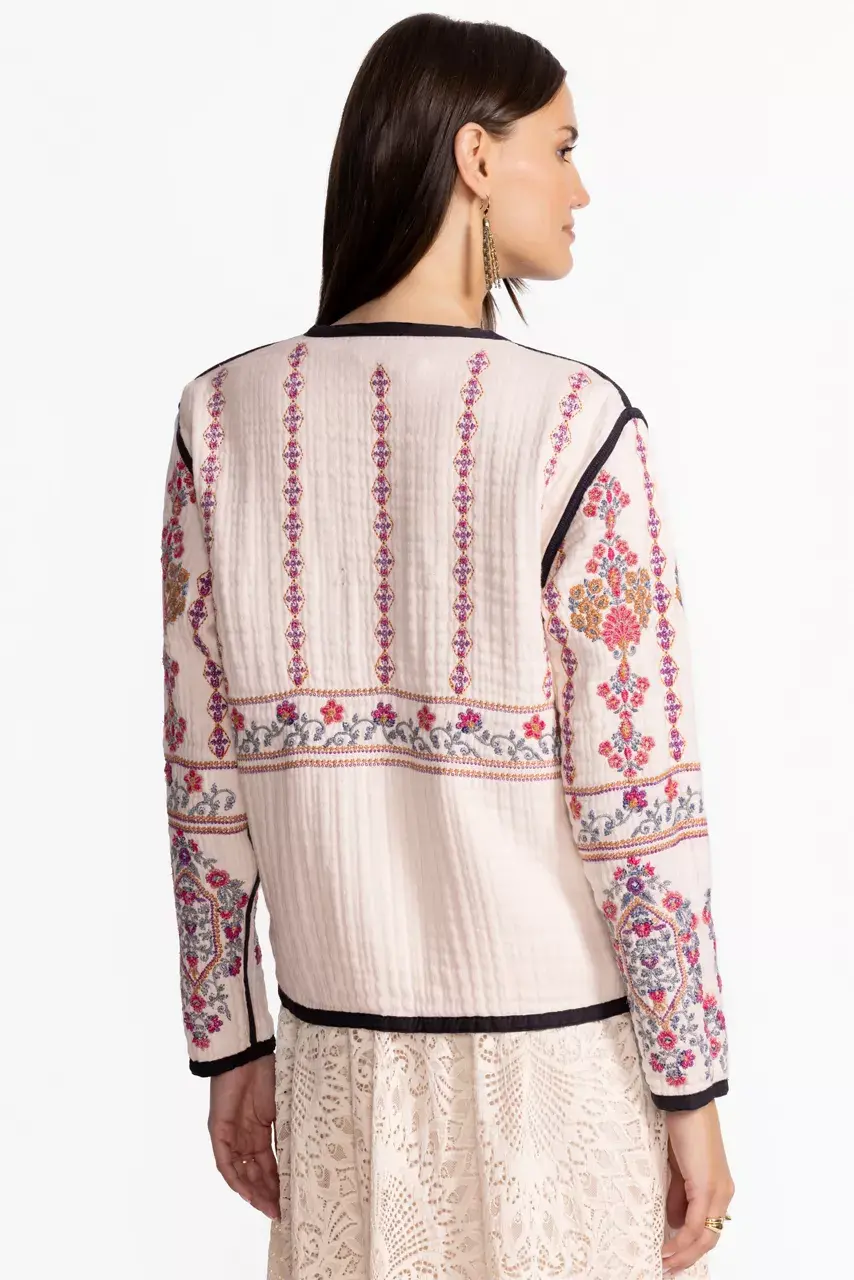 Johnny Was WENDY EMBROIDERED JACKET Natural