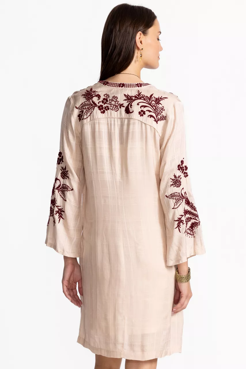 Johnny Was WESTERN PIPED YOKE DRESS Zion Ivory