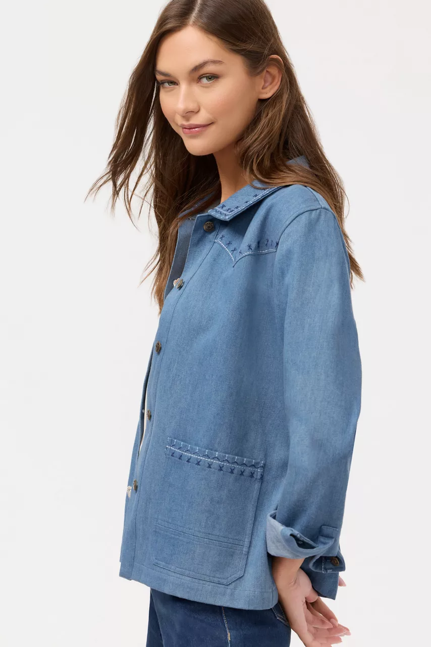 Johnny Was WESTERN WORKER JACKET Light Blue