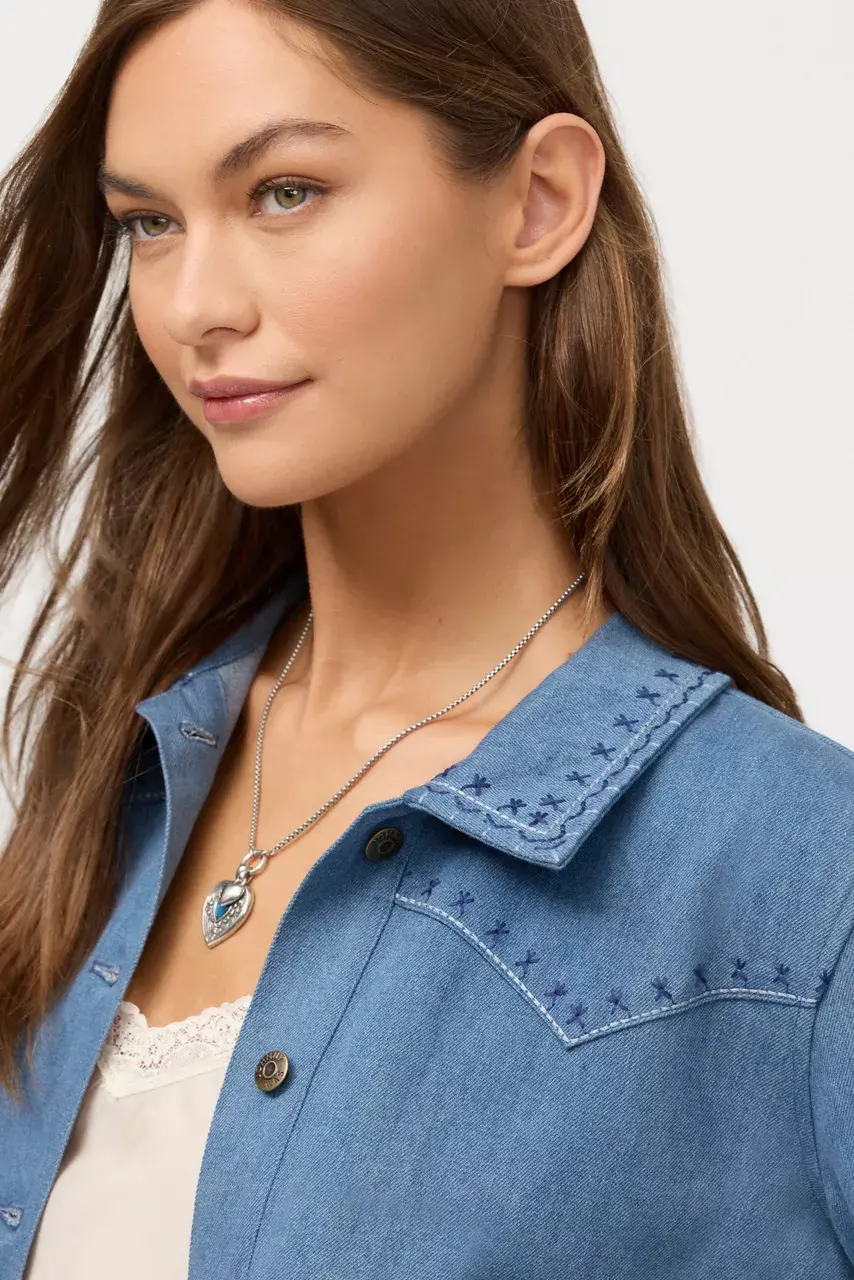 Johnny Was WESTERN WORKER JACKET Light Blue