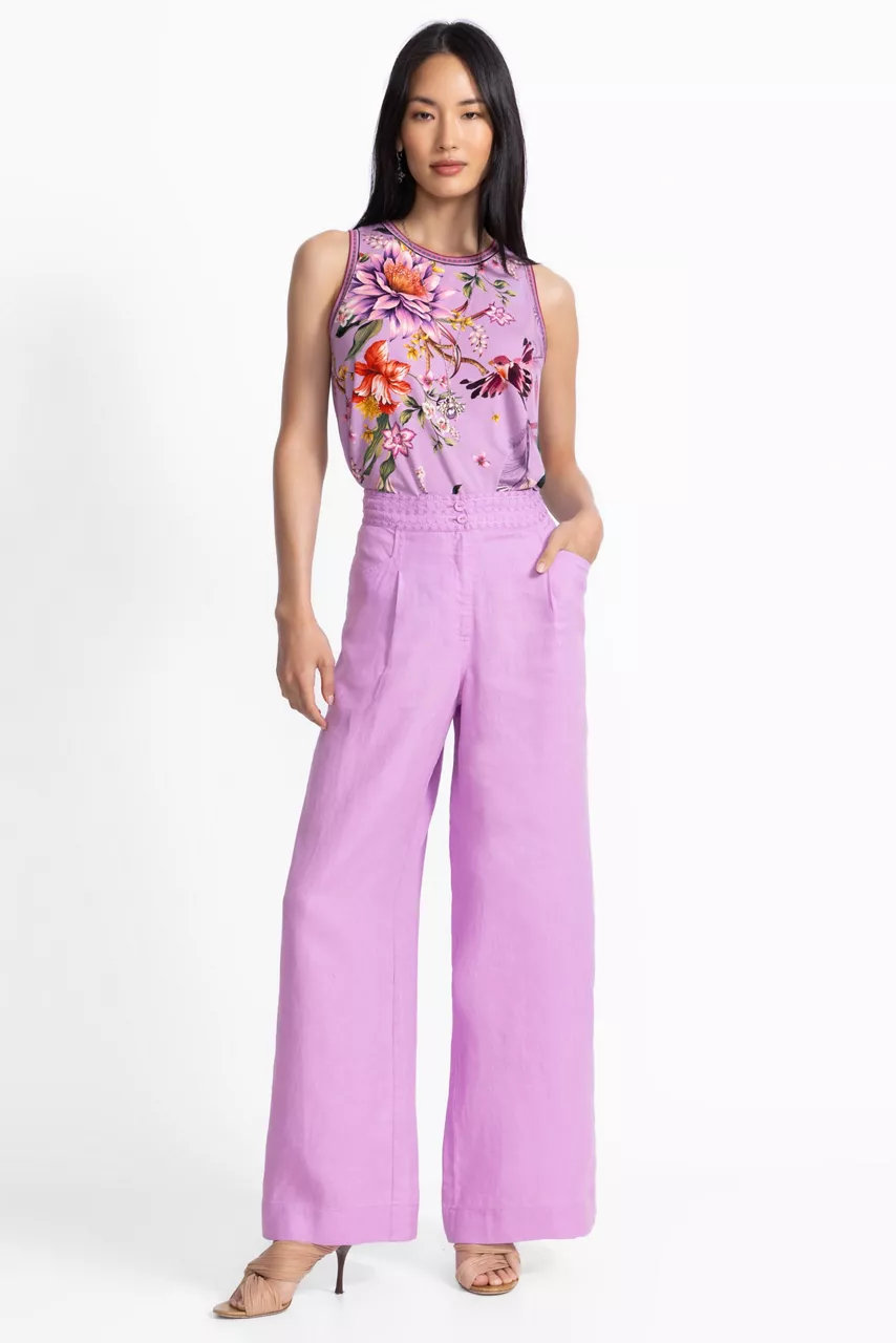 johnny was WIDE LEG PLEAT PANT Pink Lilac