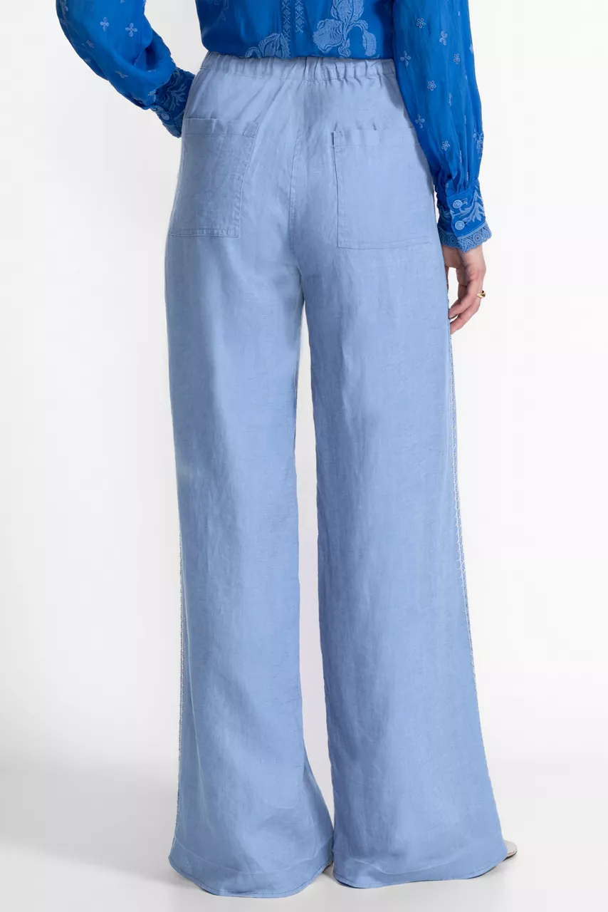 Johnny Was WIDE LEG PLEAT PANT Placid Blue