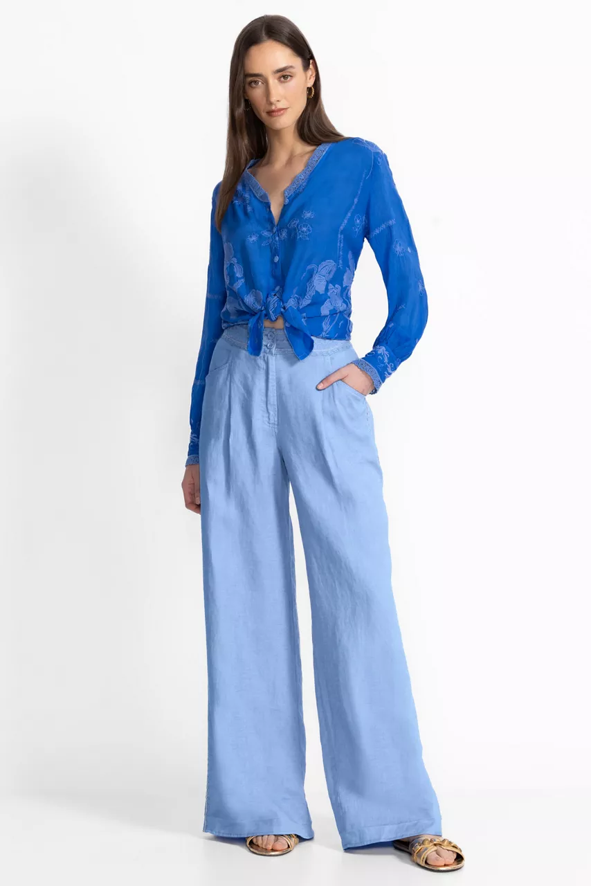 johnny was WIDE LEG PLEAT PANT Placid Blue