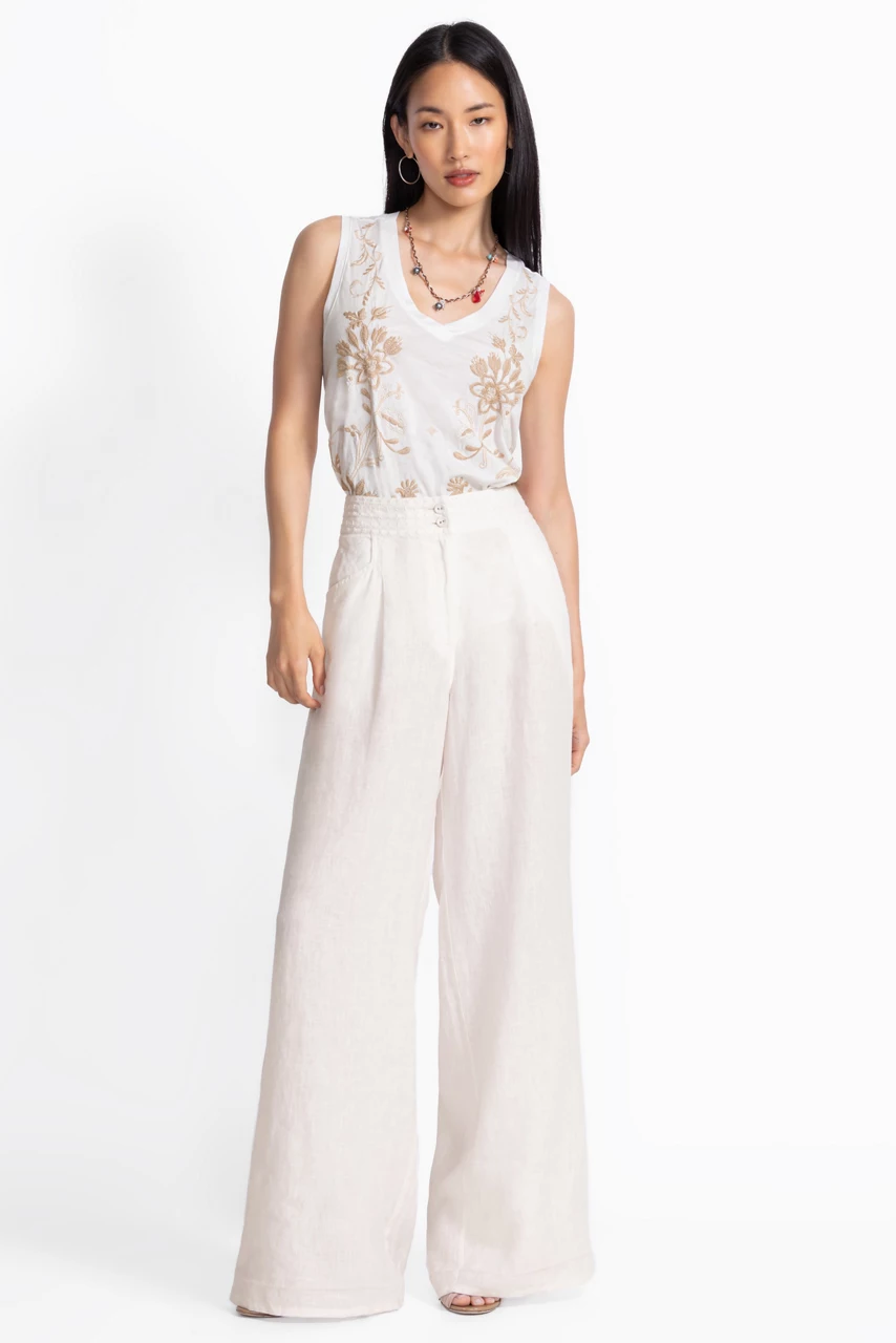 johnny was WIDE LEG PLEAT PANT White