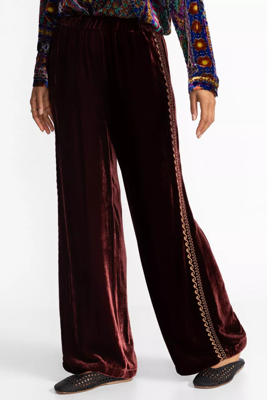 Johnny Was WIDE LEG VELVET PANT Blackberry