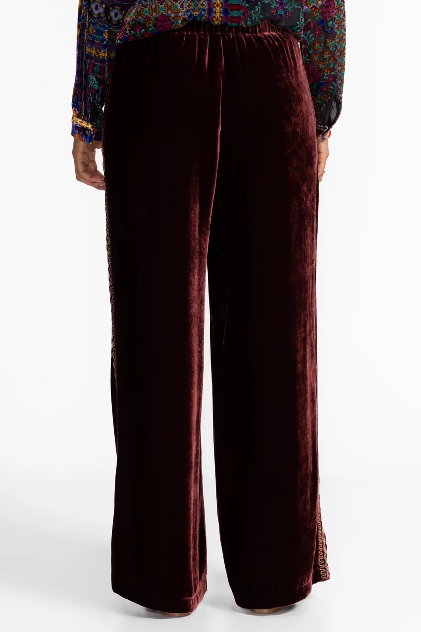 Johnny Was WIDE LEG VELVET PANT Blackberry