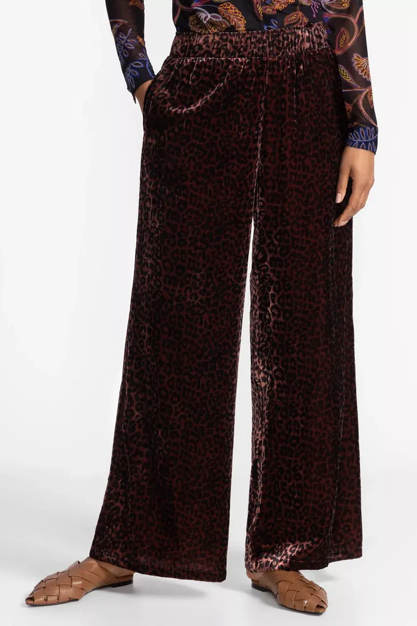 Johnny Was WIDE LEG VELVET PANT Misty Leopard