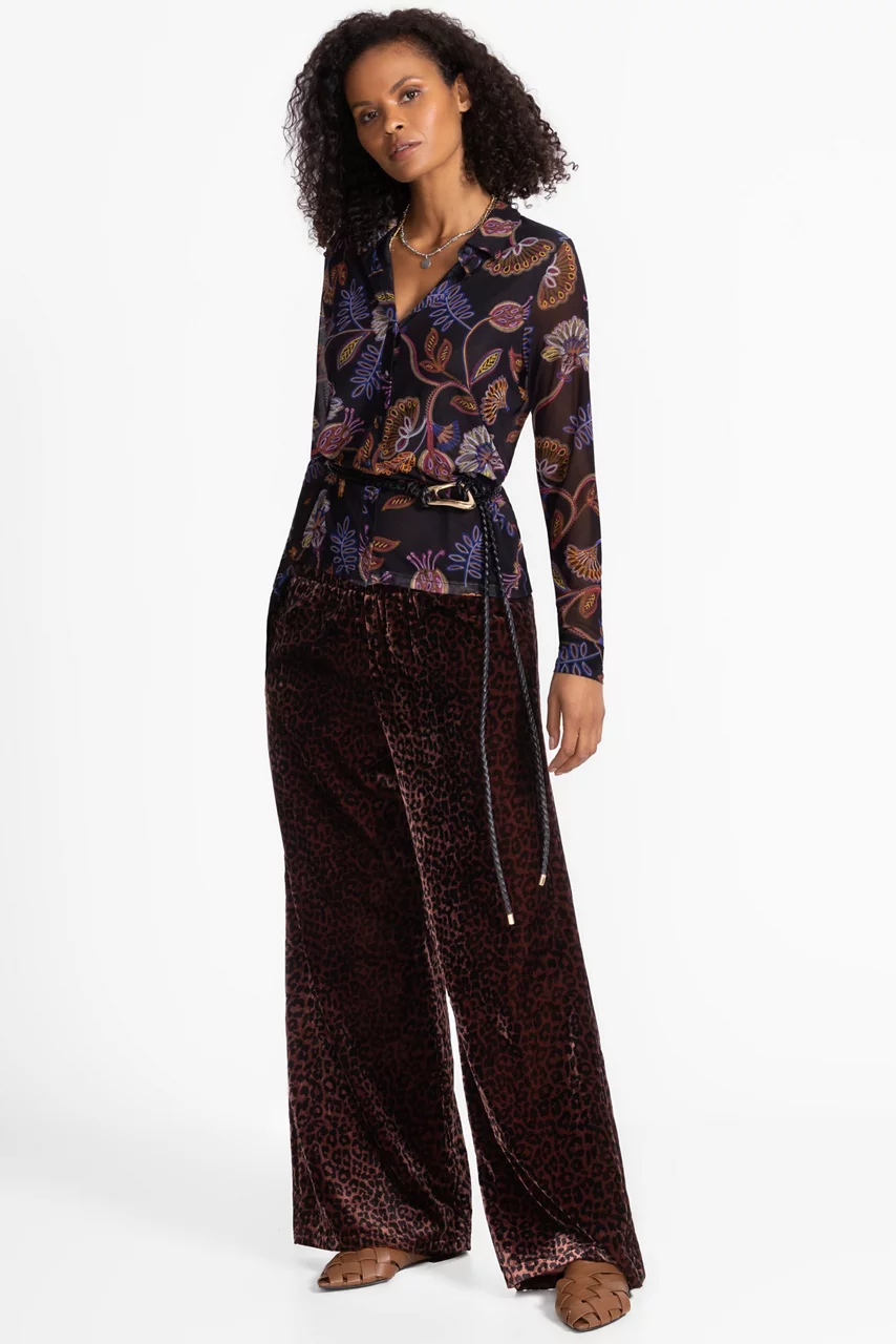 johnny was WIDE LEG VELVET PANT Misty Leopard