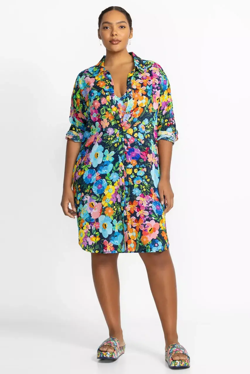 Johnny Was WILD BLOOM LONG SHIRT DRESS