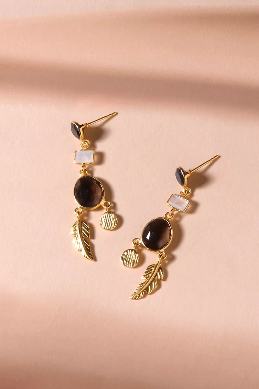 Johnny Was WINTER LEAVES DANGLE EARRINGS Gold