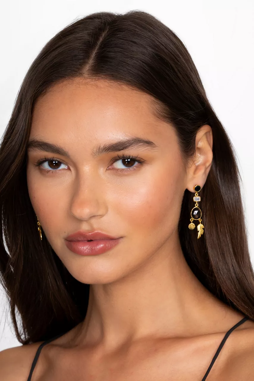 Johnny Was WINTER LEAVES DANGLE EARRINGS Gold