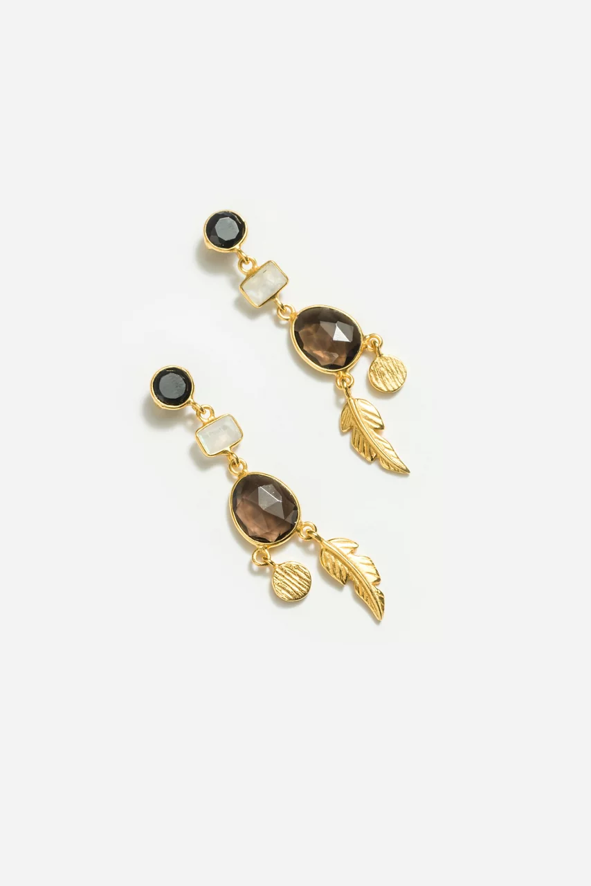 johnny was WINTER LEAVES DANGLE EARRINGS Gold