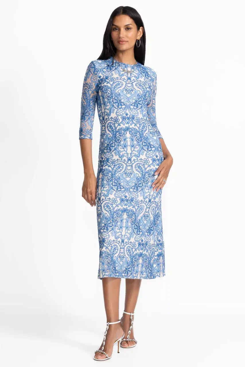 johnny was WYNIFRED MESH MIDI DRESS