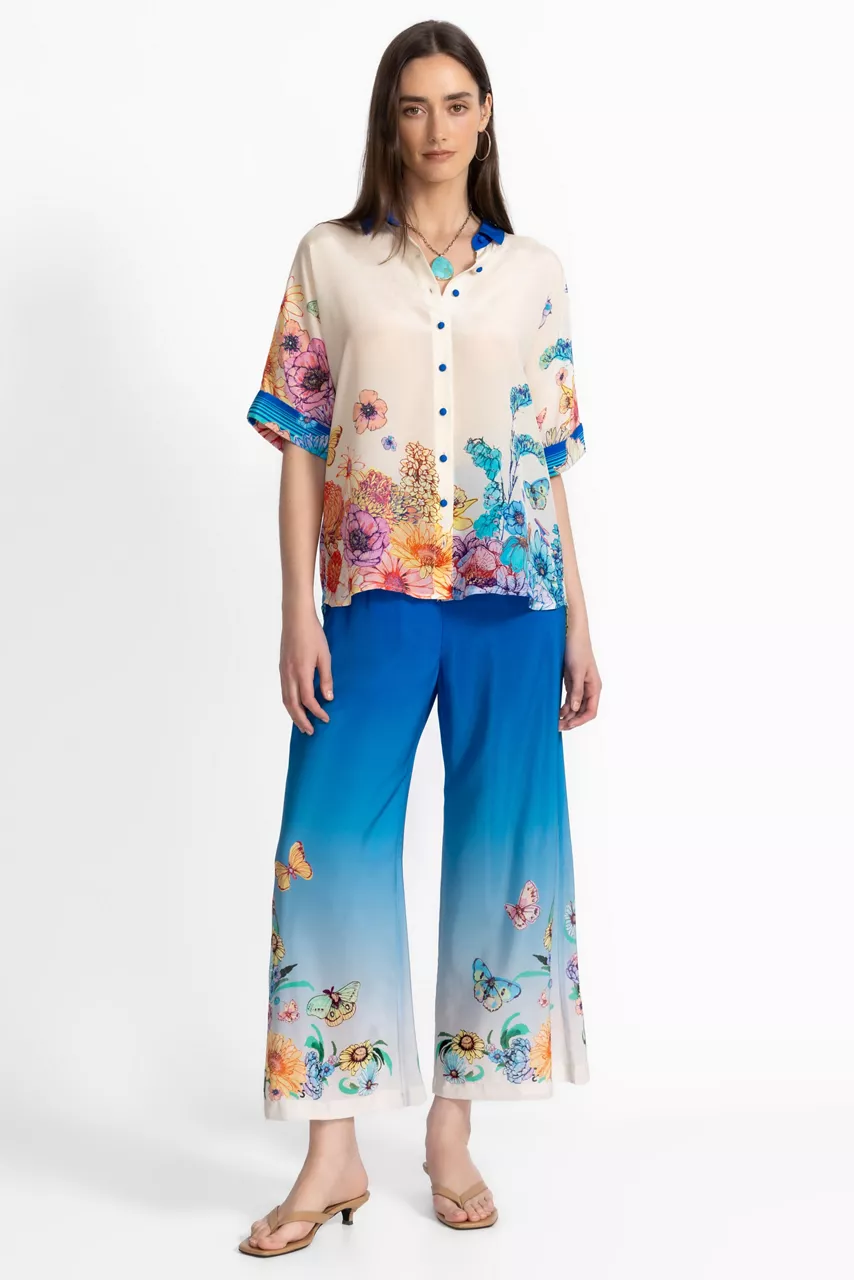 Johnny Was YASMIN CROPPED EASY PANT Sage Ecru