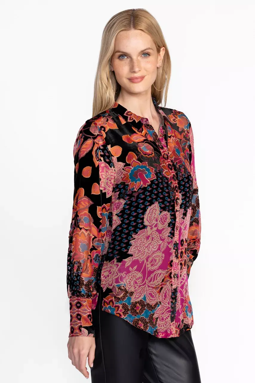Johnny Was YRENE BURNOUT BLOUSE Alvarado Burnout
