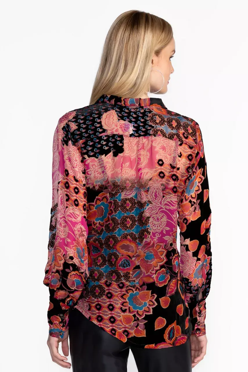 Johnny Was YRENE BURNOUT BLOUSE Alvarado Burnout