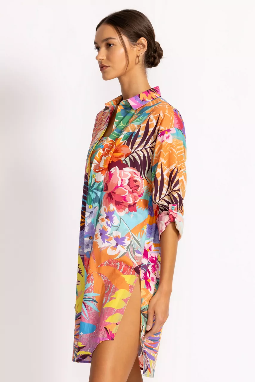 Johnny Was ZERU BUTTON DOWN SHIRT DRESS Zeru