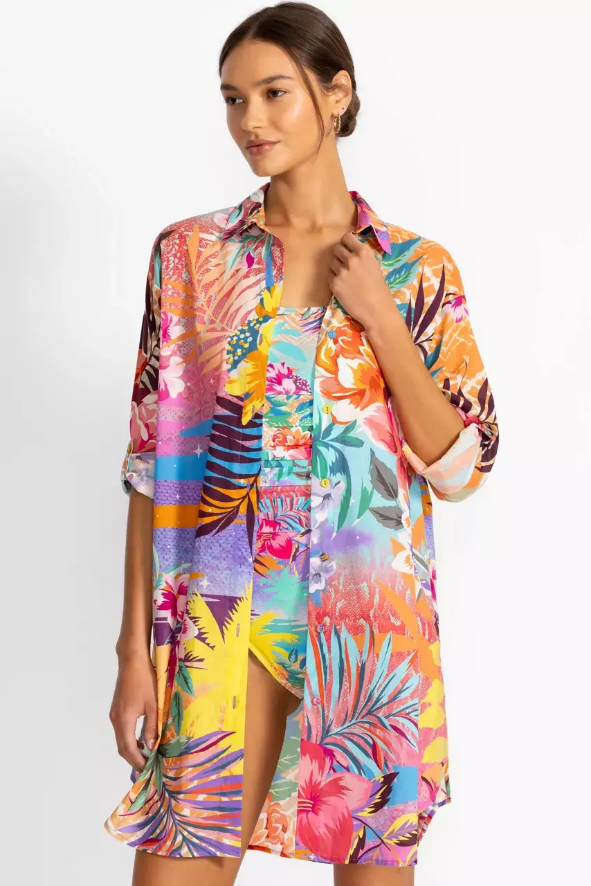 Johnny Was ZERU BUTTON DOWN SHIRT DRESS Zeru