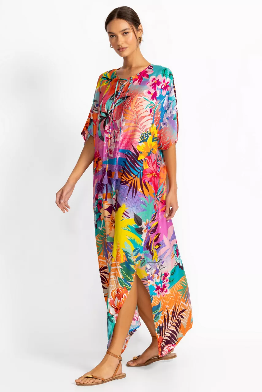 Johnny Was ZERU TIE NECK MAXI KAFTAN Zeru