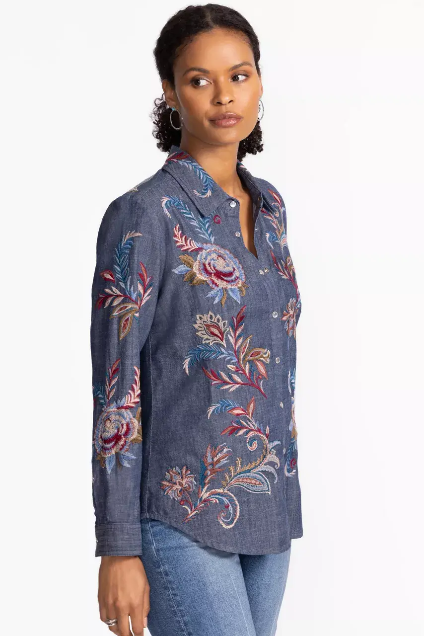 Johnny Was ZIPPER BACK SHIRT Denim Blue