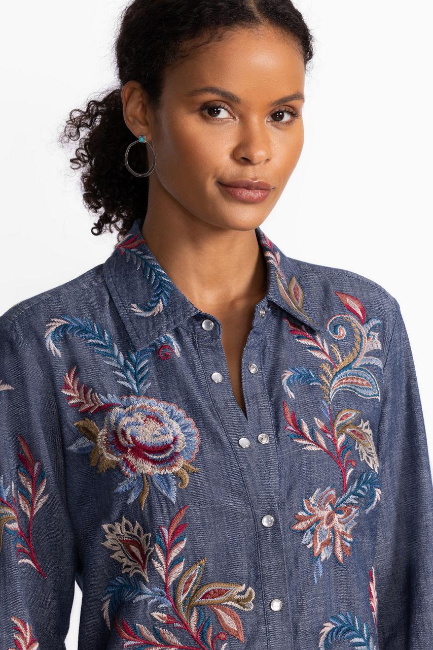 Johnny Was ZIPPER BACK SHIRT Denim Blue