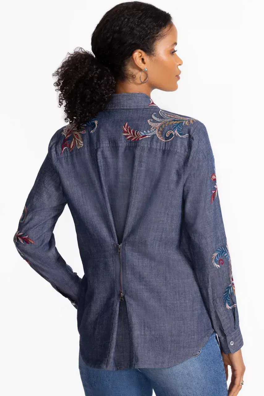 Johnny Was ZIPPER BACK SHIRT Denim Blue