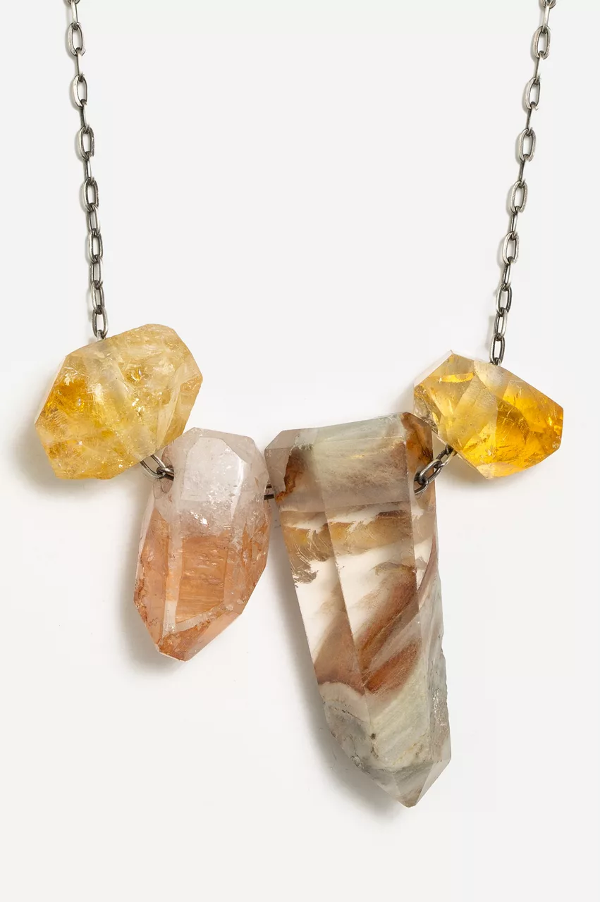 Johnny Was Joseph Brooks Quartz And Citrine Necklace Multi