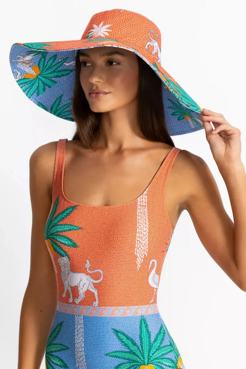 Johnny Was JW X PAOLITA REVERSIBLE BEACH HAT Circes Ocean