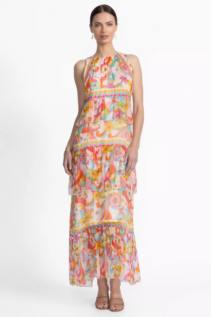 Johnny Was KARINA TIERED MAXI DRESS Prismatic Dream