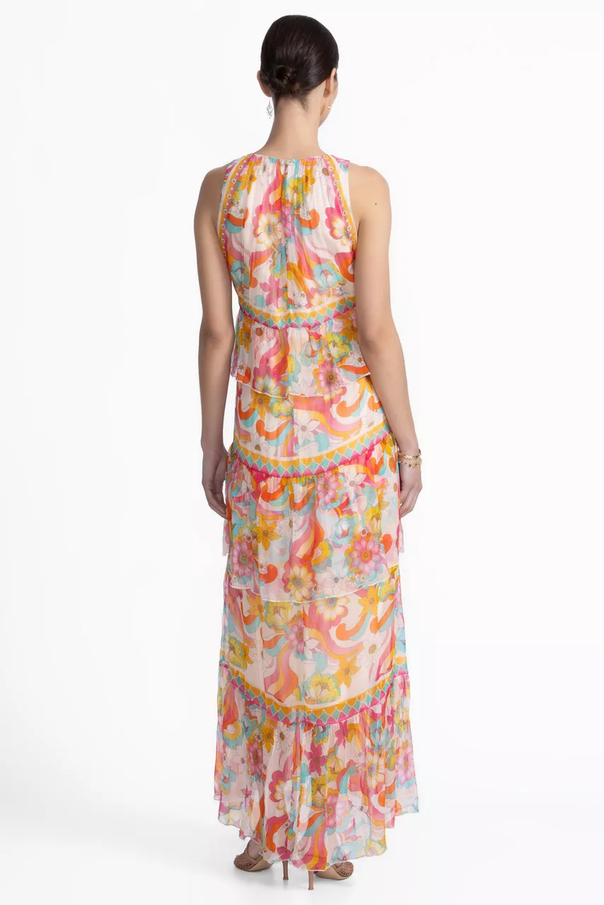 Johnny Was KARINA TIERED MAXI DRESS Prismatic Dream