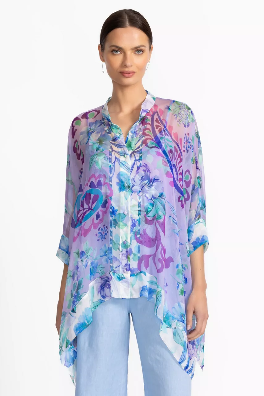 Johnny Was KATIA OVERSIZED CONTRAST BLOUSE Rose Of Sharon (purple)