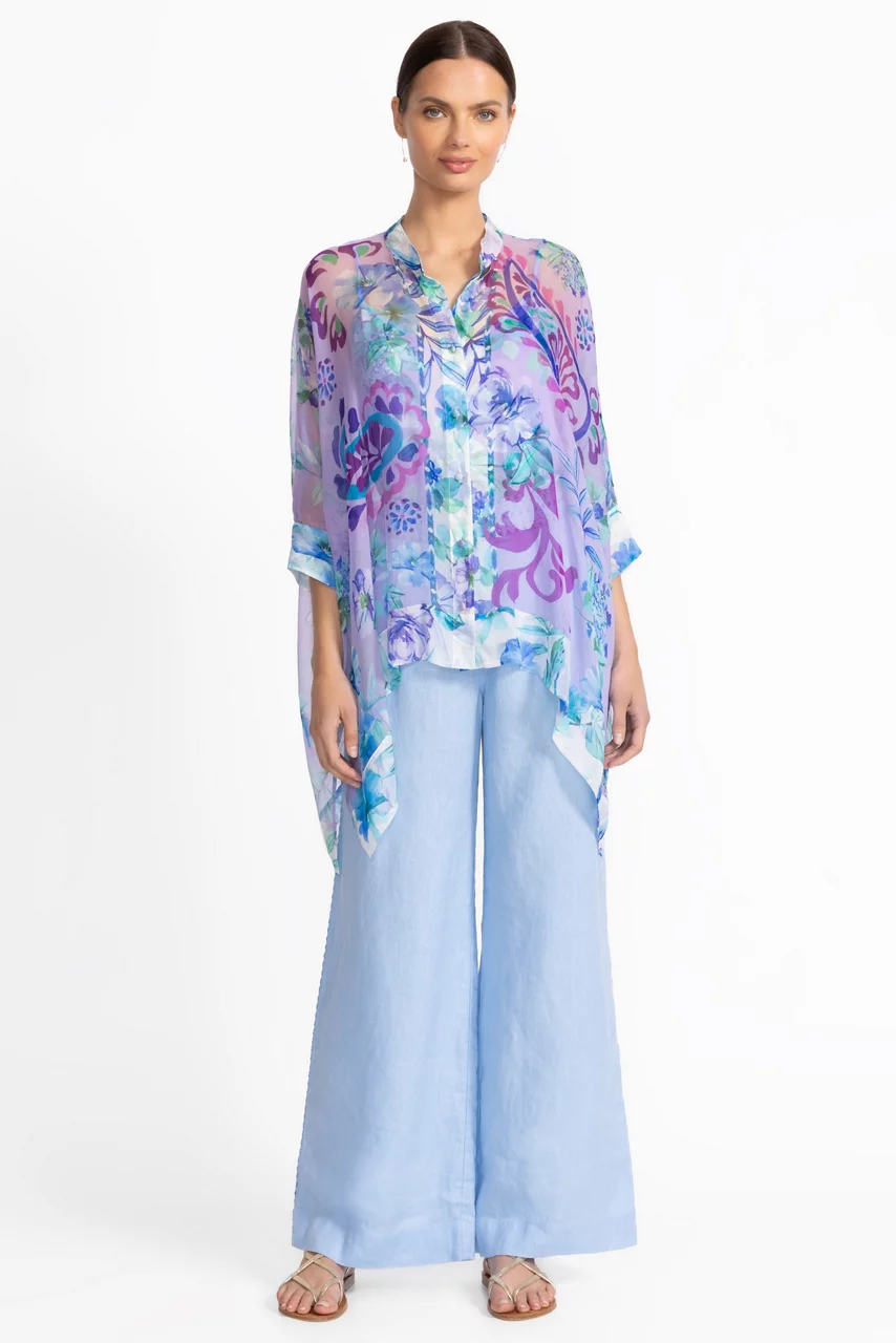 Johnny Was KATIA OVERSIZED CONTRAST BLOUSE Rose Of Sharon (purple)