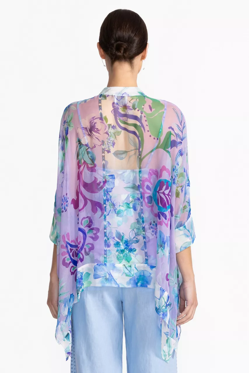 Johnny Was KATIA OVERSIZED CONTRAST BLOUSE Rose Of Sharon (purple)