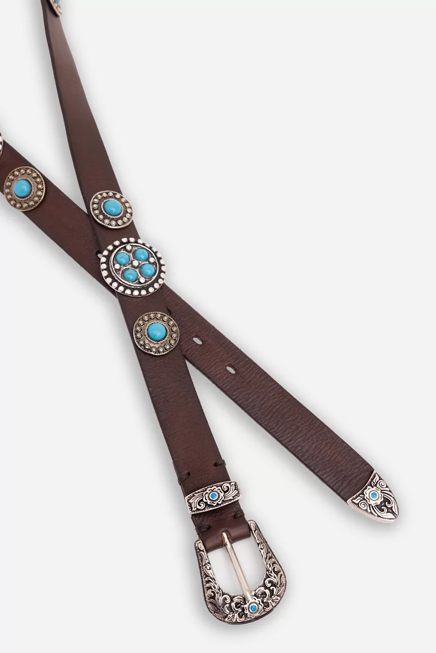 Johnny Was LUMINOSA TURQUOISE ITALIAN LEATHER BELT T.moro