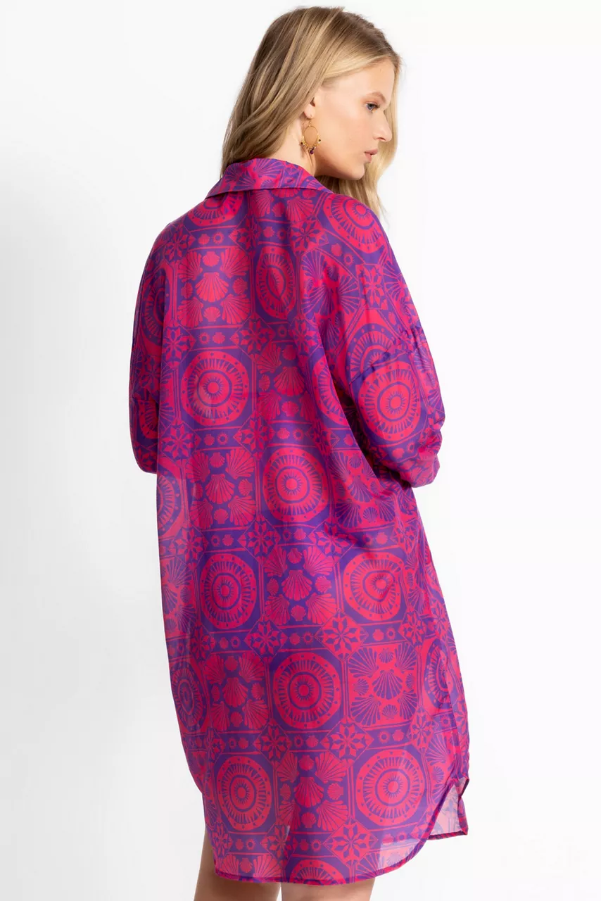 Johnny Was MARYSOL LONG SHIRT DRESS Marysol Red-purple