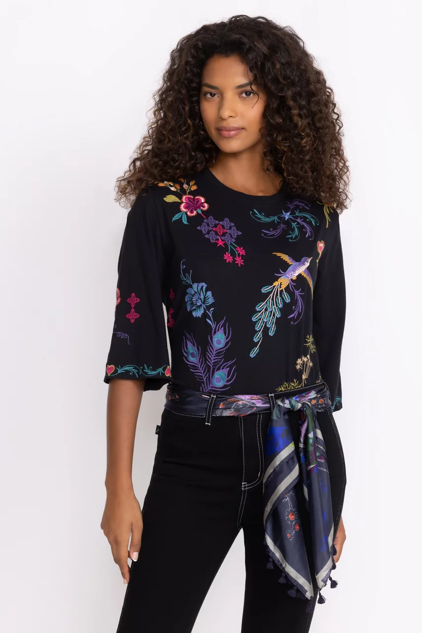 Johnny Was MIDNIGHT SILK SCARF Midnight Scarf Print