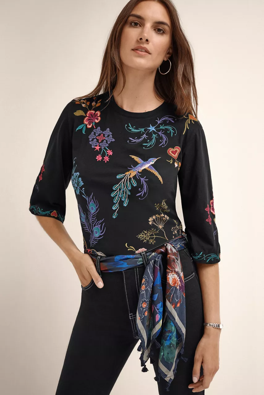 Johnny Was MIDNIGHT SILK SCARF Midnight Scarf Print