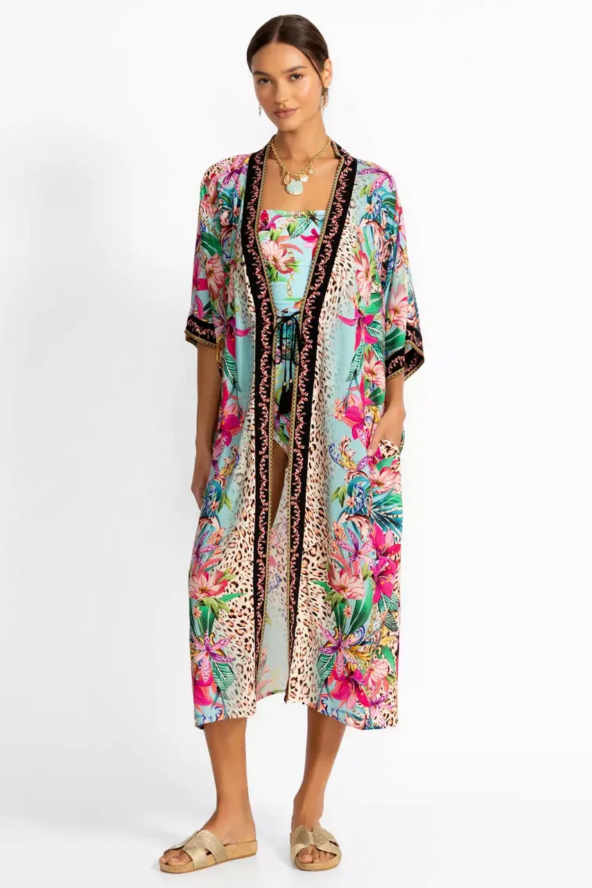 Johnny Was MILLER LONG KIMONO Miller Tigre Scarf Print