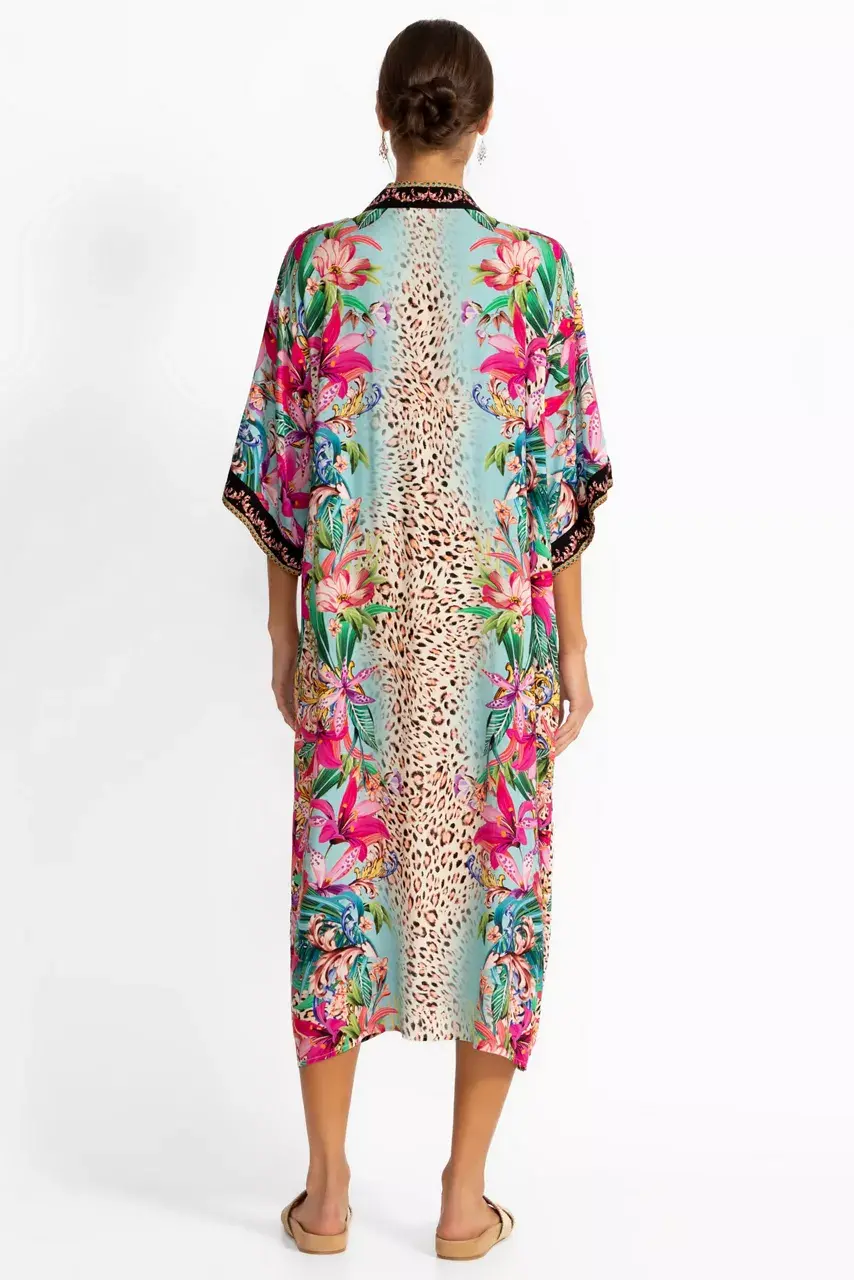 Johnny Was MILLER LONG KIMONO Miller Tigre Scarf Print