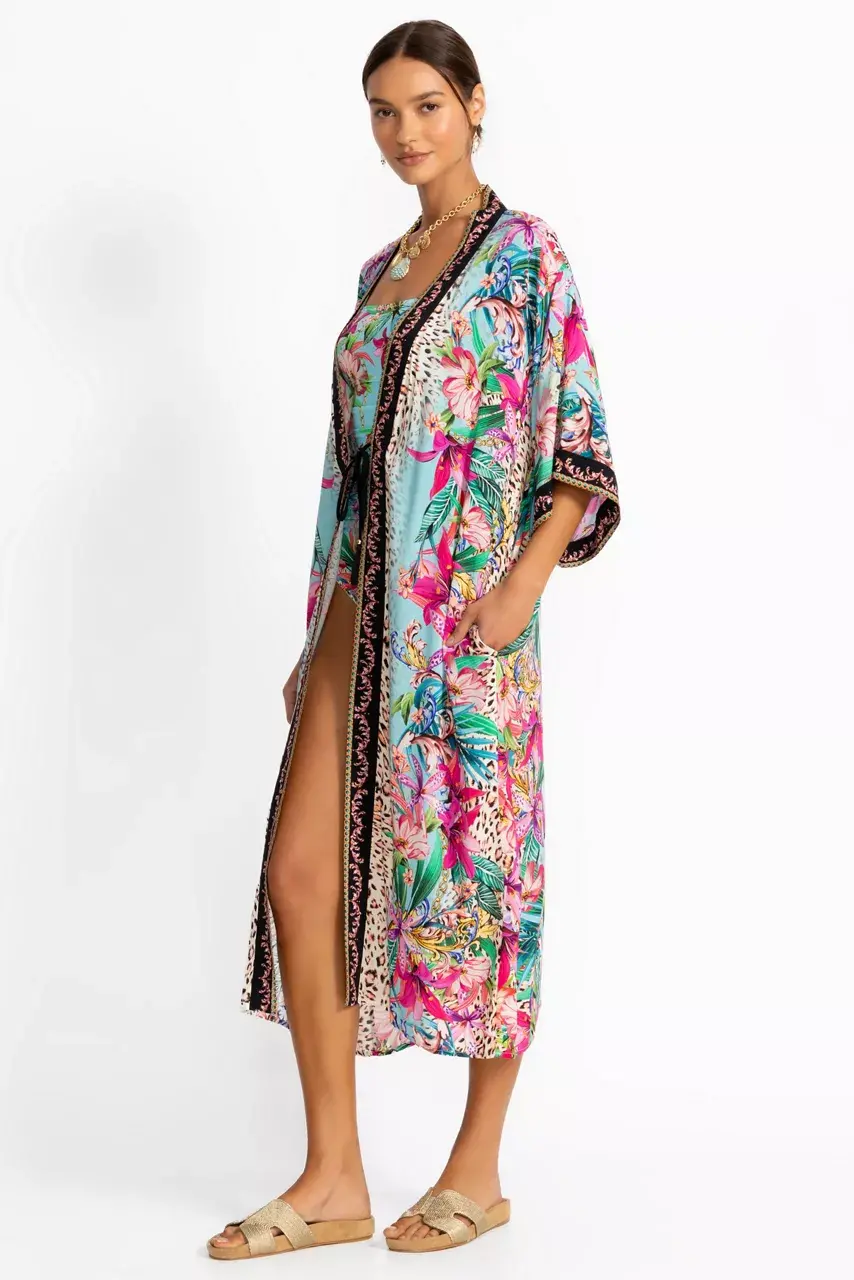 johnny was MILLER LONG KIMONO Miller Tigre Scarf Print