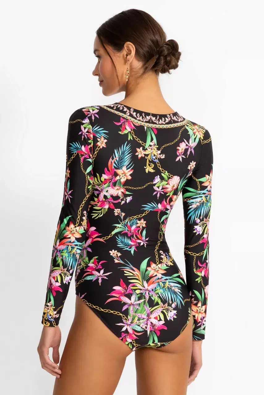 Johnny Was MILLER RUCHED WRAP SURF ONE PIECE Miller Black