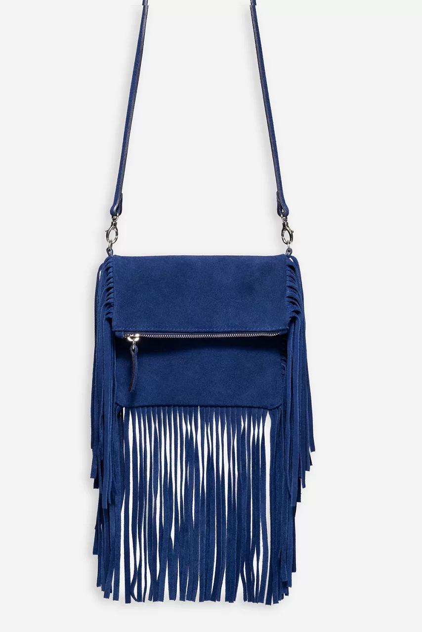 johnny was OCEANO ITALIAN SUEDE FOLDOVER FRINGE CROSSBODY Oceano