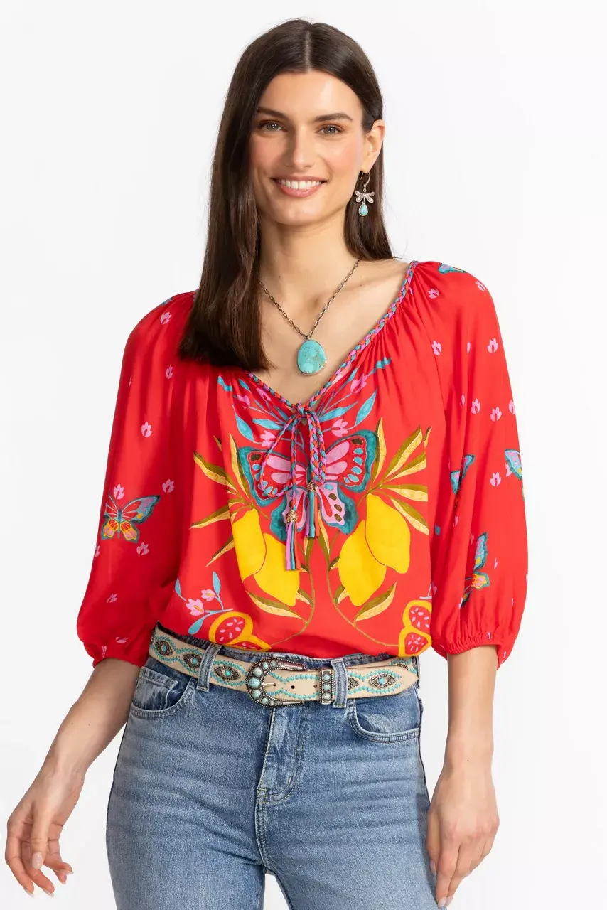 Johnny Was ORNATA TURQUOISE ITALIAN SUEDE BELT Ivory