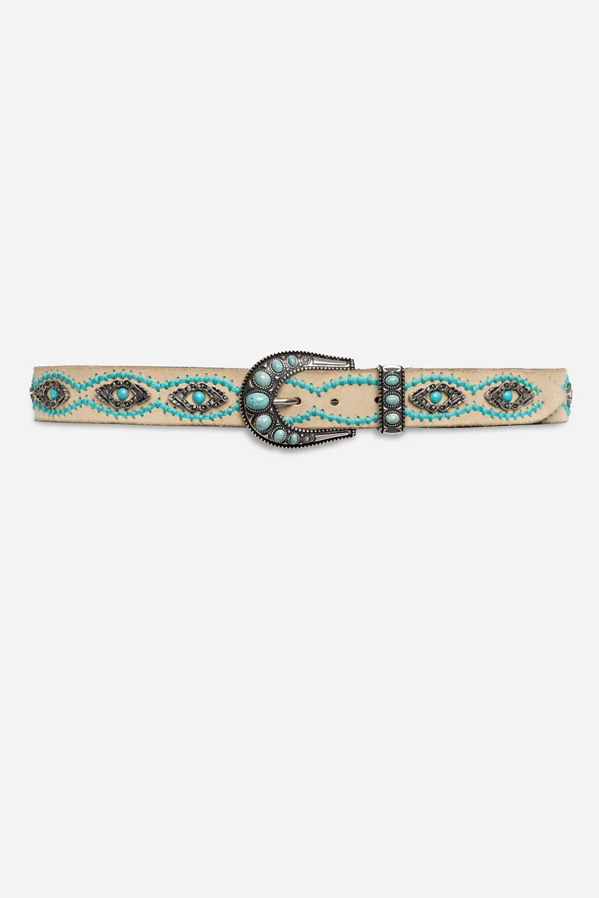 johnny was ORNATA TURQUOISE ITALIAN SUEDE BELT Ivory
